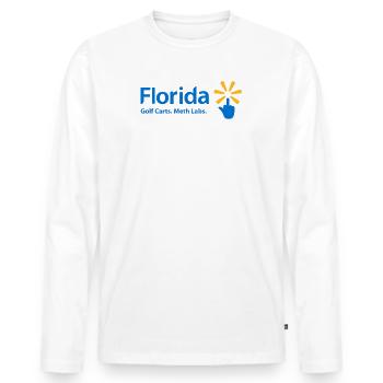 Funny Florida Design Logo Parody print - Men's Premium Organic Long Sleeve Shirt - white - Front - Nico (187cm)