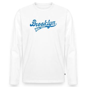 Heimatstadt Brooklyn, Baseball-Drehbuch - Männer Premium Bio Langarmshirt - Weiß - Vorne - Nico (187cm)
