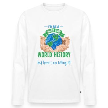 World History Scientist - Männer Premium Bio Langarmshirt - Weiß - Vorne - Nico (187cm)
