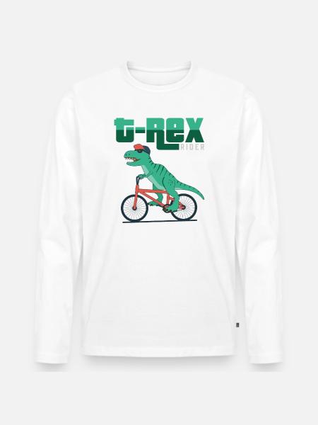 T-Rex Rider - Men's Premium Organic Long Sleeve Shirt - white
