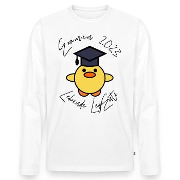 Examen 2023 lebende LegEnte - Männer Premium Bio Langarmshirt - Weiß - Vorne - Nico (187cm)