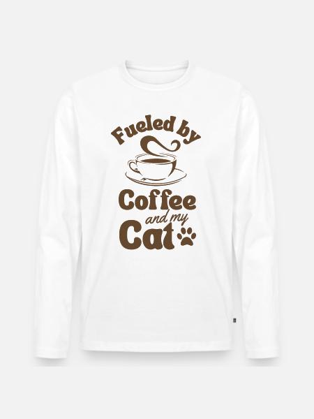 Coffee Cat lover - Men's Premium Organic Long Sleeve Shirt - white