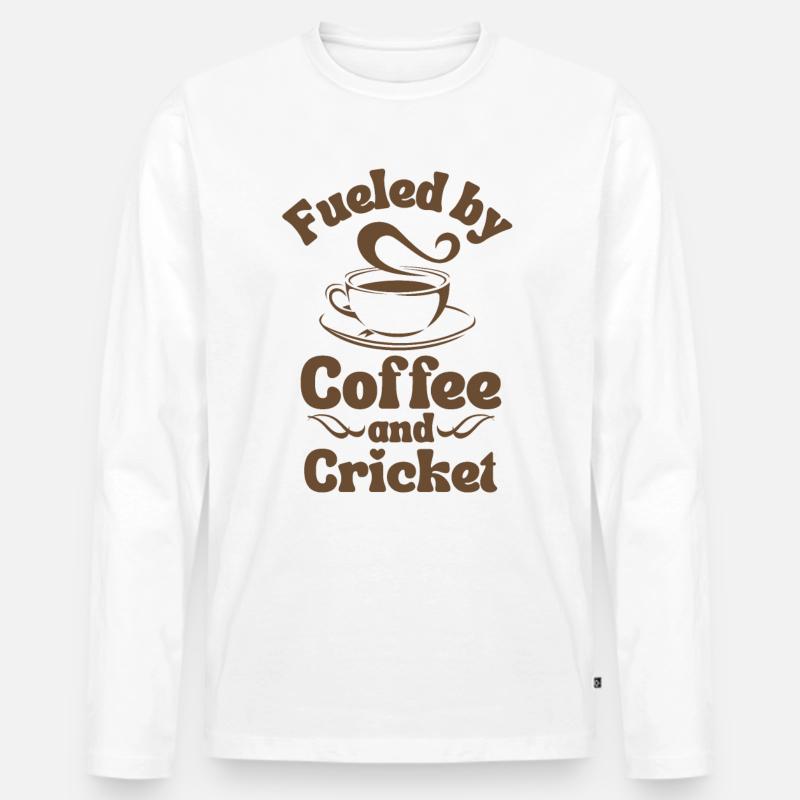 Kaffee-Cricket-Liebhaber - Männer Premium Bio Langarmshirt - Weiß