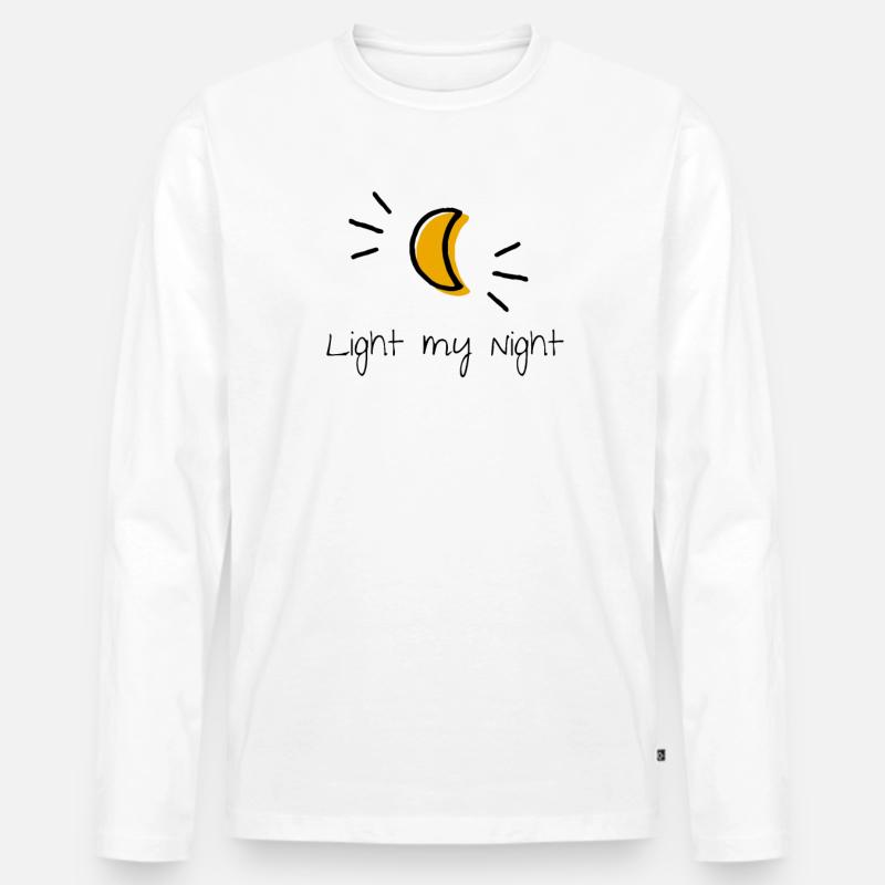 Mond - Männer Premium Bio Langarmshirt - Weiß