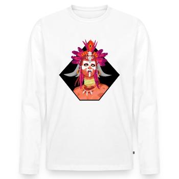 SCHÄDEL - Männer Premium Bio Langarmshirt - Weiß - Vorne - Nico (187cm)