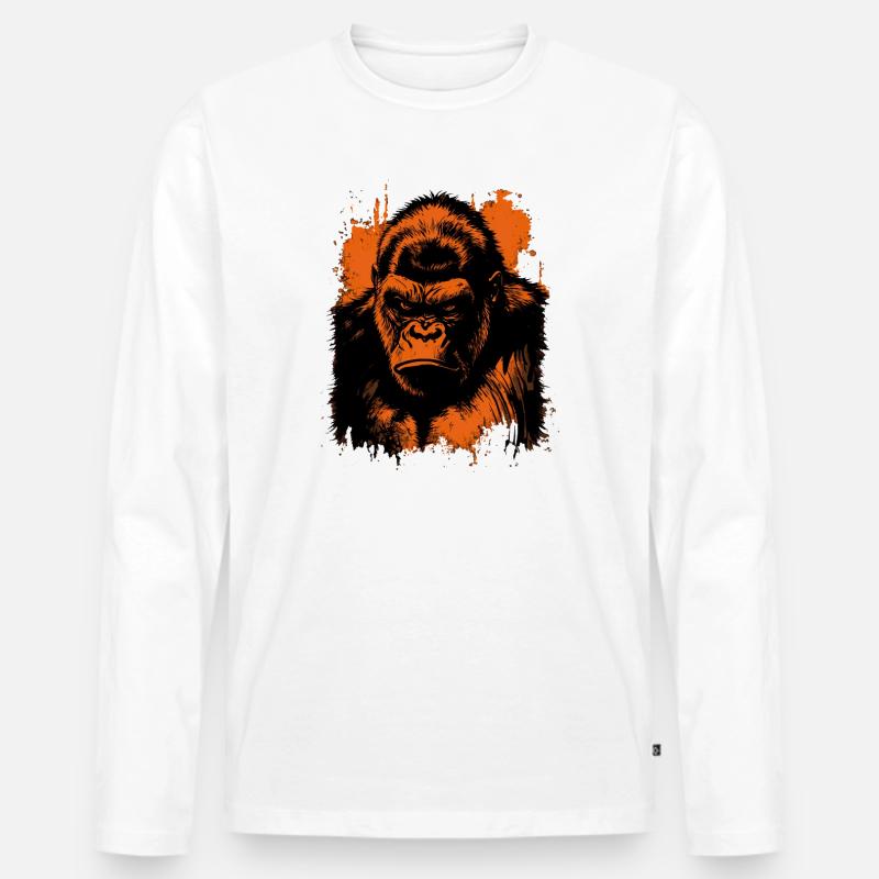 Gorilla - Männer Premium Bio Langarmshirt - Weiß