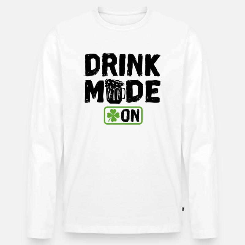 Drink Mode On - Männer Premium Bio Langarmshirt - Weiß