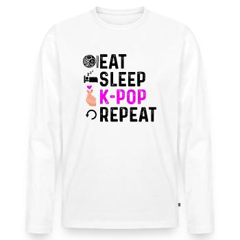 Eat Sleep Korean Pop Repeat - Men's Premium Organic Long Sleeve Shirt - white - Front - Nico (187cm)