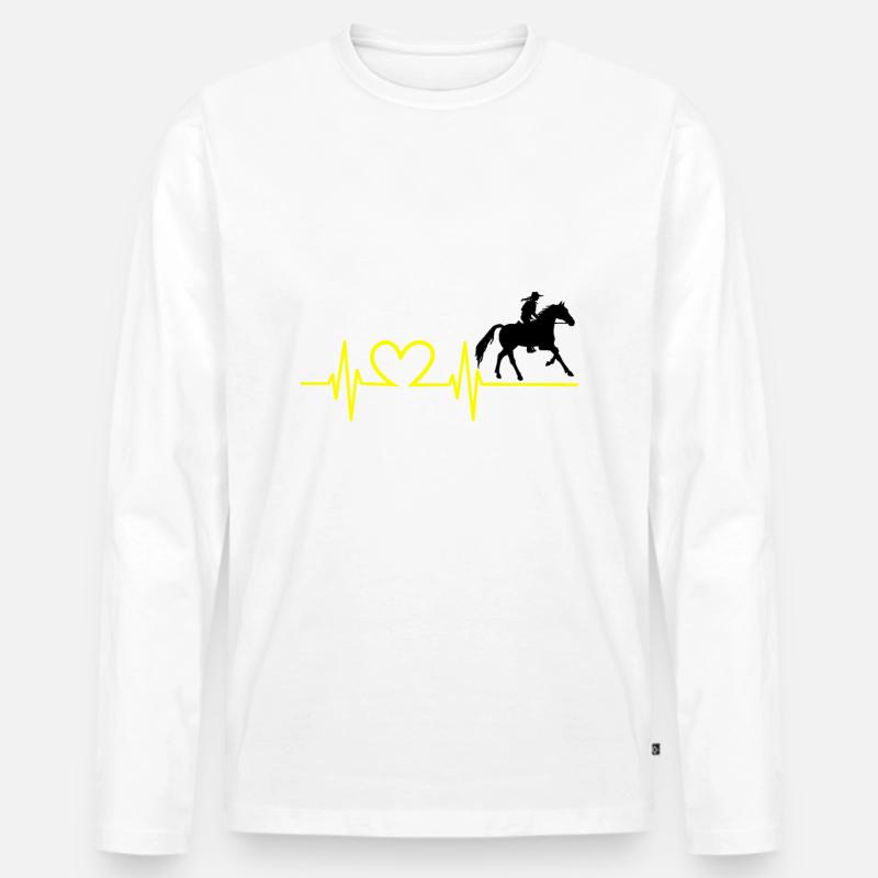 Pferde EKG Pferde Liebe - Männer Premium Bio Langarmshirt - Weiß