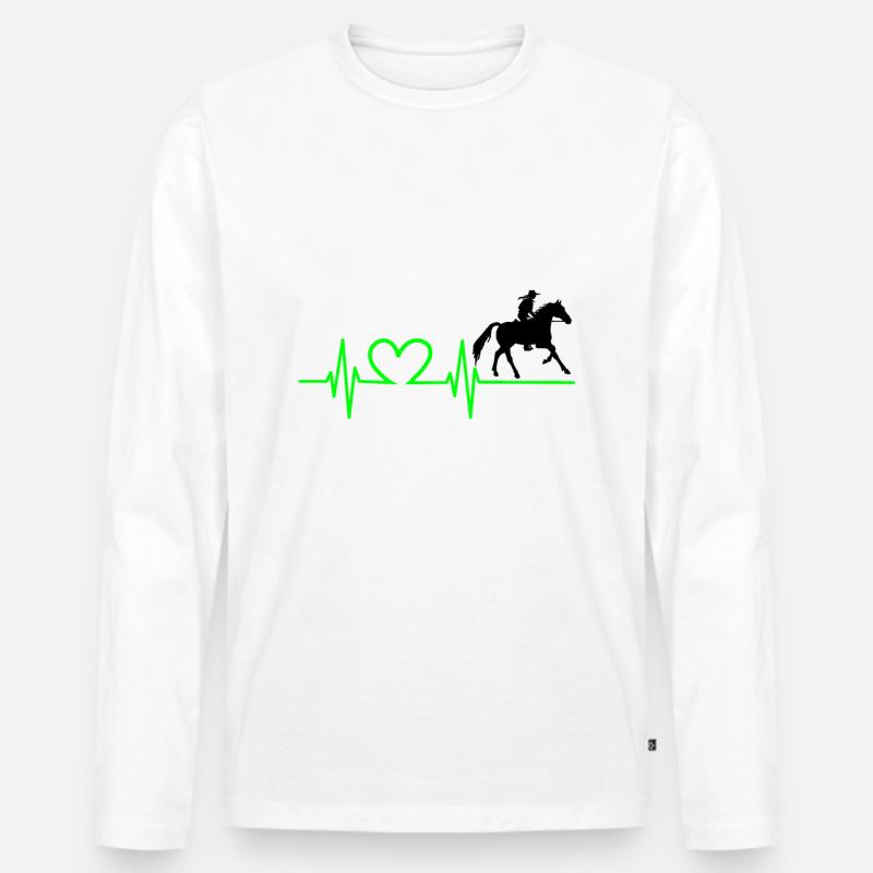 Pferde EKG Pferde Liebe - Männer Premium Bio Langarmshirt - Weiß