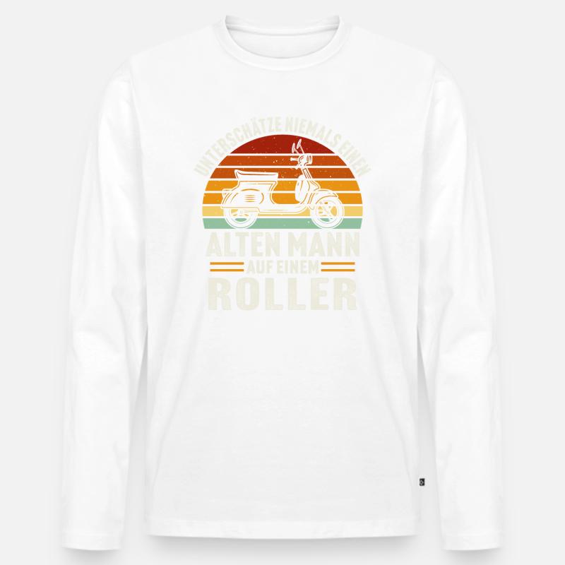 Alten mann aut einem motorroller rollerfahren - Männer Premium Bio Langarmshirt - Weiß