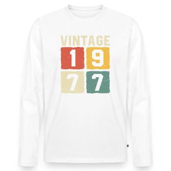 Millésime 1977 Né en 1977 - T-shirt manches longues Premium bio Homme - blanc - Devant - Nico (187cm)