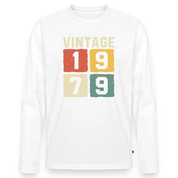 Vintage 1979 Born 1979 - Men's Premium Organic Long Sleeve Shirt - white - Front - Nico (187cm)