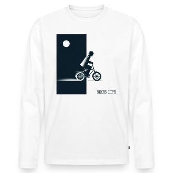 La vie à vélo - T-shirt manches longues Premium bio Homme - blanc - Devant - Nico (187cm)