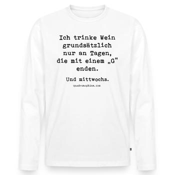 Mit G - Männer Premium Bio Langarmshirt - Weiß - Vorne - Nico (187cm)