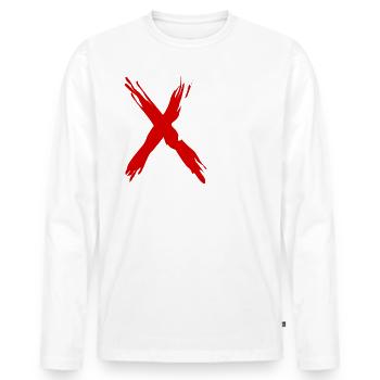 XMAS LOVER En Rouge Et Blanc - T-shirt manches longues Premium bio Homme - blanc - Devant - Nico (187cm)