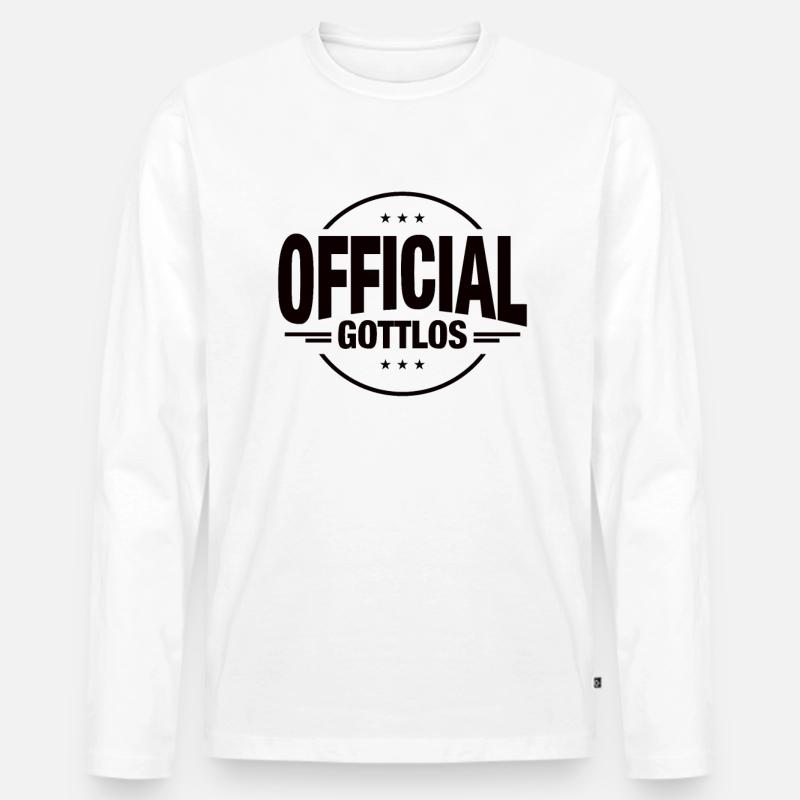 Offiziell Gottlos lustiger Spruch Geschenk - Männer Premium Bio Langarmshirt - Weiß