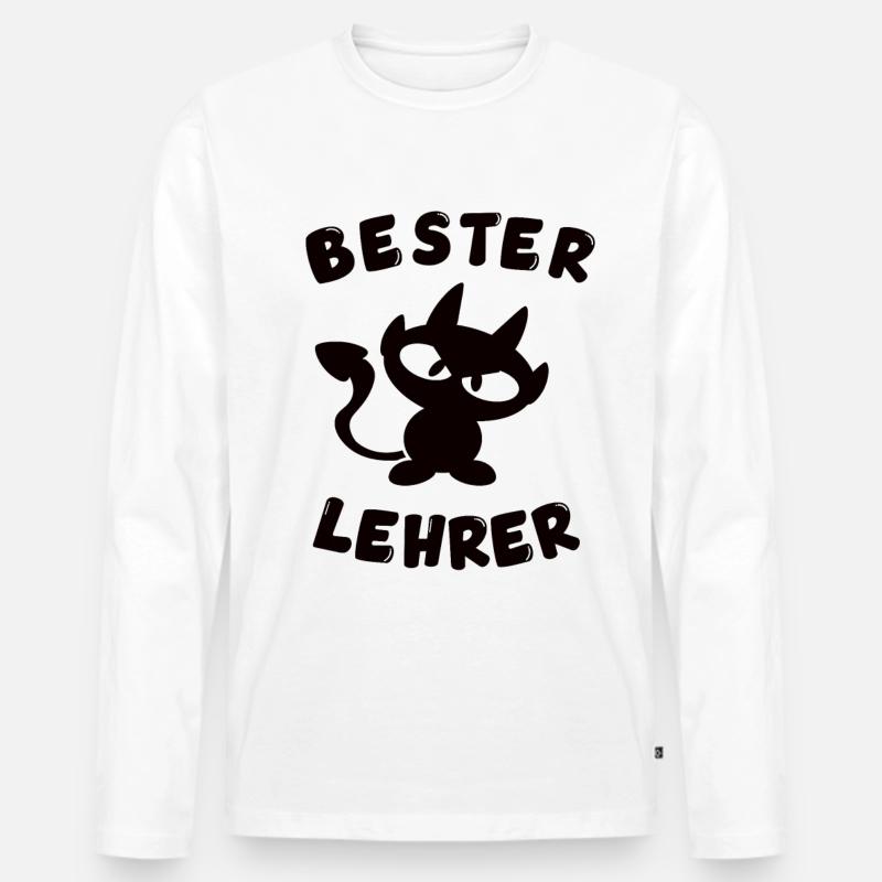 cooles bester Lehrer Design - Männer Premium Bio Langarmshirt - Weiß