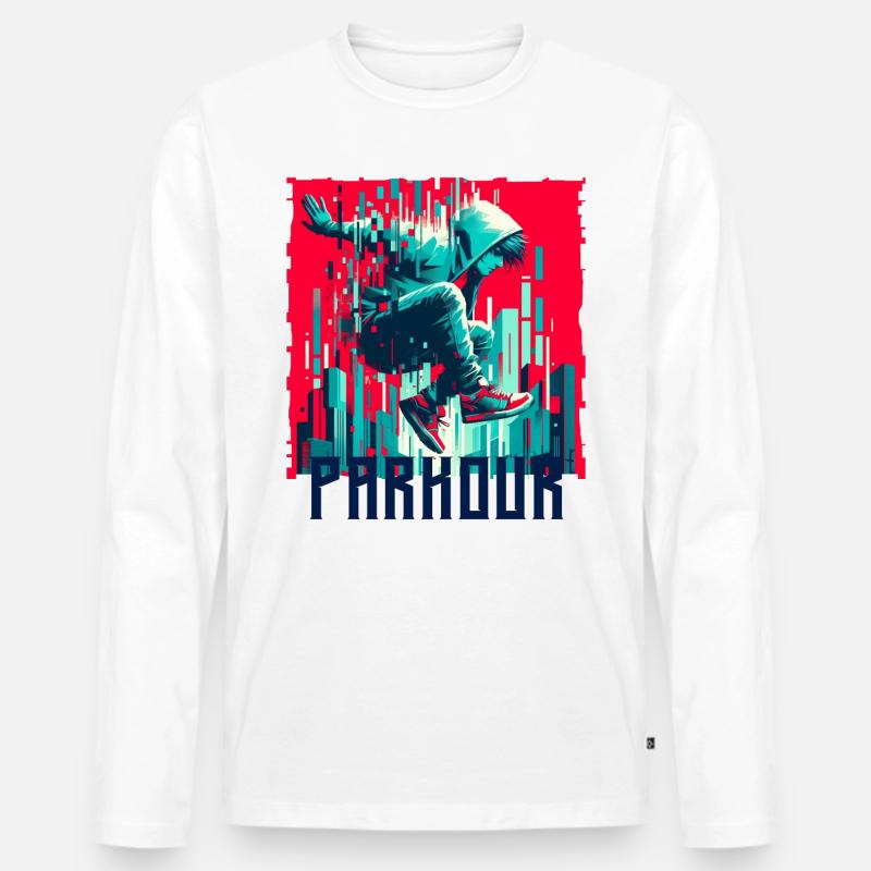 Parkour - Männer Premium Bio Langarmshirt - Weiß