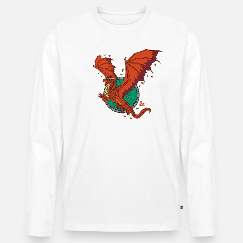 Dungeons & Dragons DND Roter Drache - Männer Premium Bio Langarmshirt - Weiß