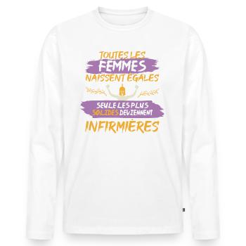 cadeau drôle infirmière solide - T-shirt manches longues Premium bio Homme - blanc - Devant - Nico (187cm)