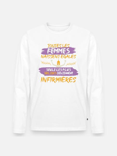 cadeau drôle infirmière solide - T-shirt manches longues Premium bio Homme - blanc