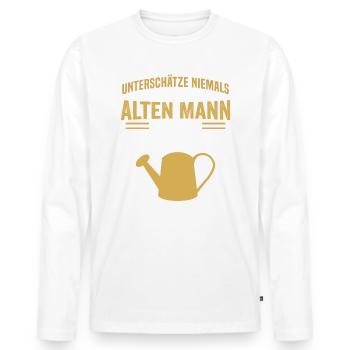 alten mann mit einer gießkanne - Männer Premium Bio Langarmshirt - Weiß - Vorne - Nico (187cm)