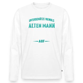 alten mann auf skiern skifahren - Männer Premium Bio Langarmshirt - Weiß - Vorne - Nico (187cm)