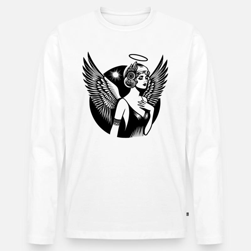 Engel Schutzengel - Männer Premium Bio Langarmshirt - Weiß