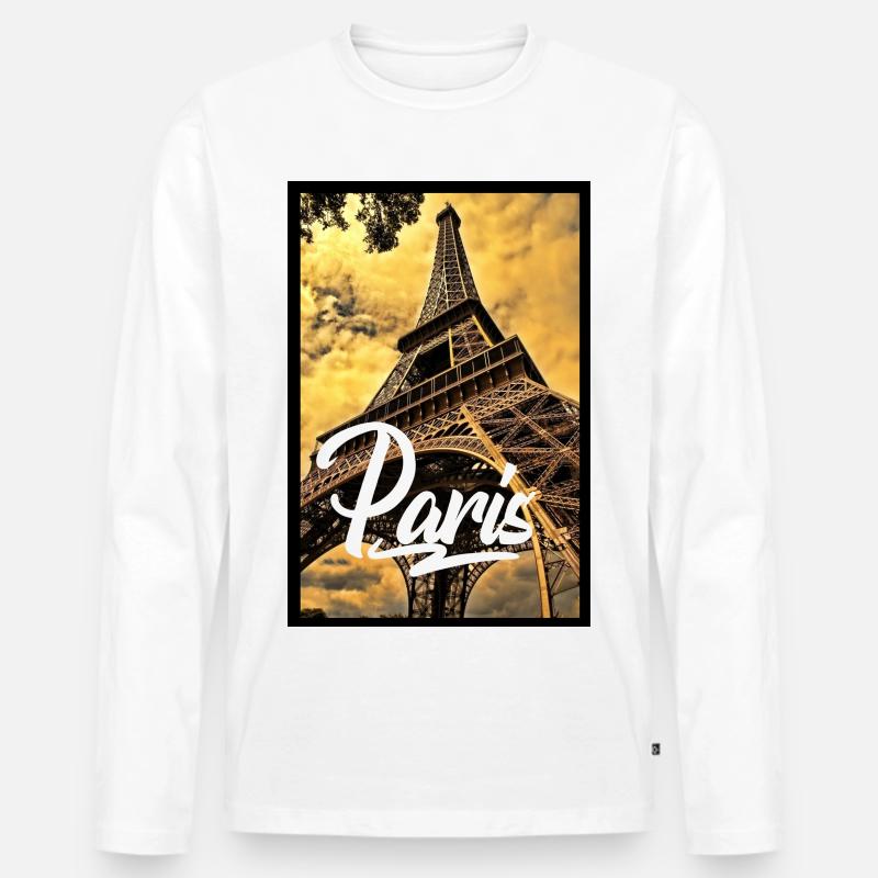 Paris - Männer Premium Bio Langarmshirt - Weiß