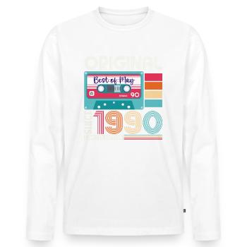 33 Birthday Man Woman Cassette May Year 1990 - Men's Premium Organic Long Sleeve Shirt - white - Front - Nico (187cm)