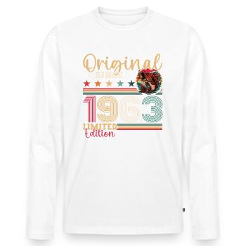 60ème Anniversaire Homme Pêcheur Pêche Vintage 1963 - T-shirt manches longues Premium bio Homme - blanc - Devant - Nico (187cm)