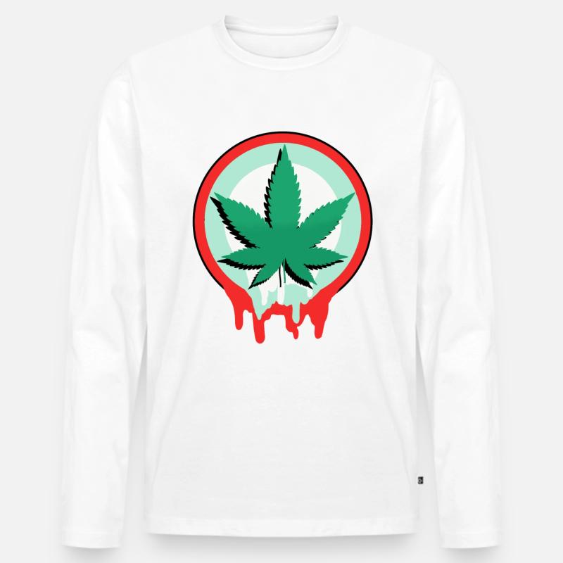 Cannabis - Männer Premium Bio Langarmshirt - Weiß