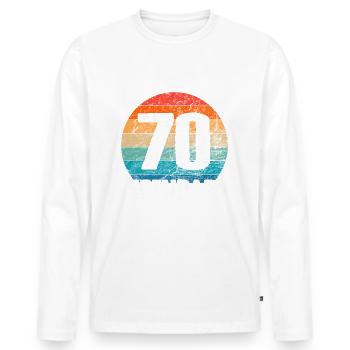 Happy Birthday - 70th birthday - Men's Premium Organic Long Sleeve Shirt - white - Front - Nico (187cm)
