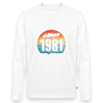 Bester Papa der Welt seit 1981 No Joke - Männer Premium Bio Langarmshirt - Weiß - Vorne - Nico (187cm)