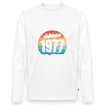 Bester Papa der Welt seit 1977 No Joke - Männer Premium Bio Langarmshirt - Weiß - Vorne - Nico (187cm)
