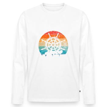 Best dad in the world since 1975 captain - Men's Premium Organic Long Sleeve Shirt - white - Front - Nico (187cm)