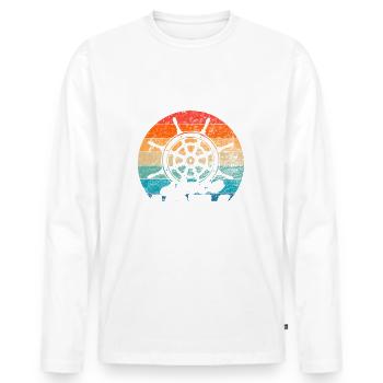 Best dad in the world Captain since 1974 - Men's Premium Organic Long Sleeve Shirt - white - Front - Nico (187cm)