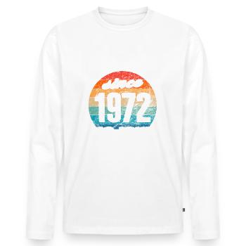 Meilleur papa du monde depuis 1972 Pas de blague - T-shirt manches longues Premium bio Homme - blanc - Devant - Nico (187cm)