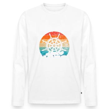 Bester Papa der Welt seit 1973 Kapitän - Männer Premium Bio Langarmshirt - Weiß - Vorne - Nico (187cm)