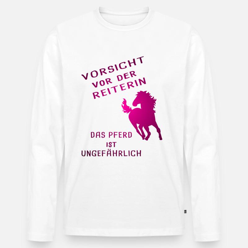 Pferde Reiten lustiger Spruch - Männer Premium Bio Langarmshirt - Weiß