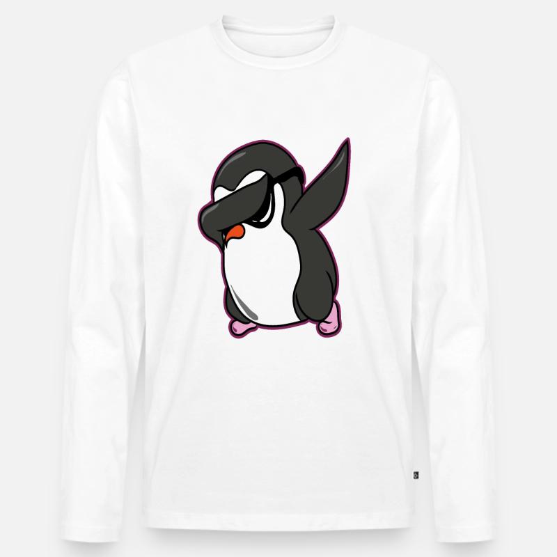 Pinguin Dab Dabbing Pinguin - Männer Premium Bio Langarmshirt - Weiß