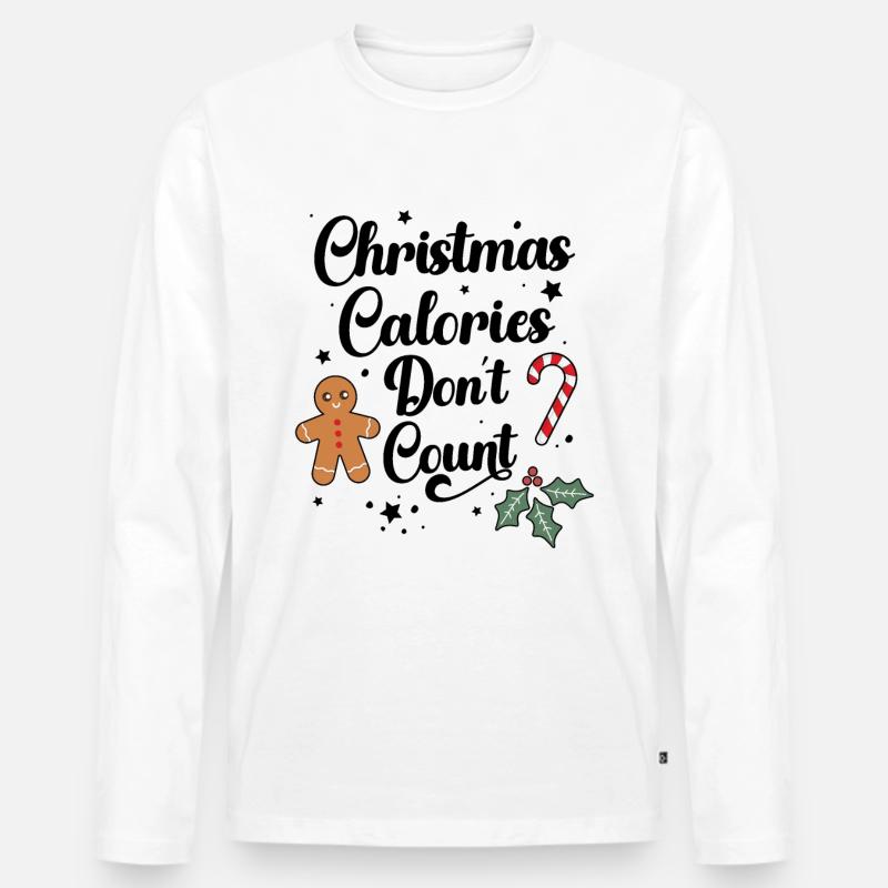 Weihnachtskalorien zählen nicht - Männer Premium Bio Langarmshirt - Weiß