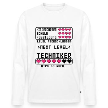 angehende Techniker vor Ausbildung Beginn Start - Männer Premium Bio Langarmshirt - Weiß - Vorne - Nico (187cm)