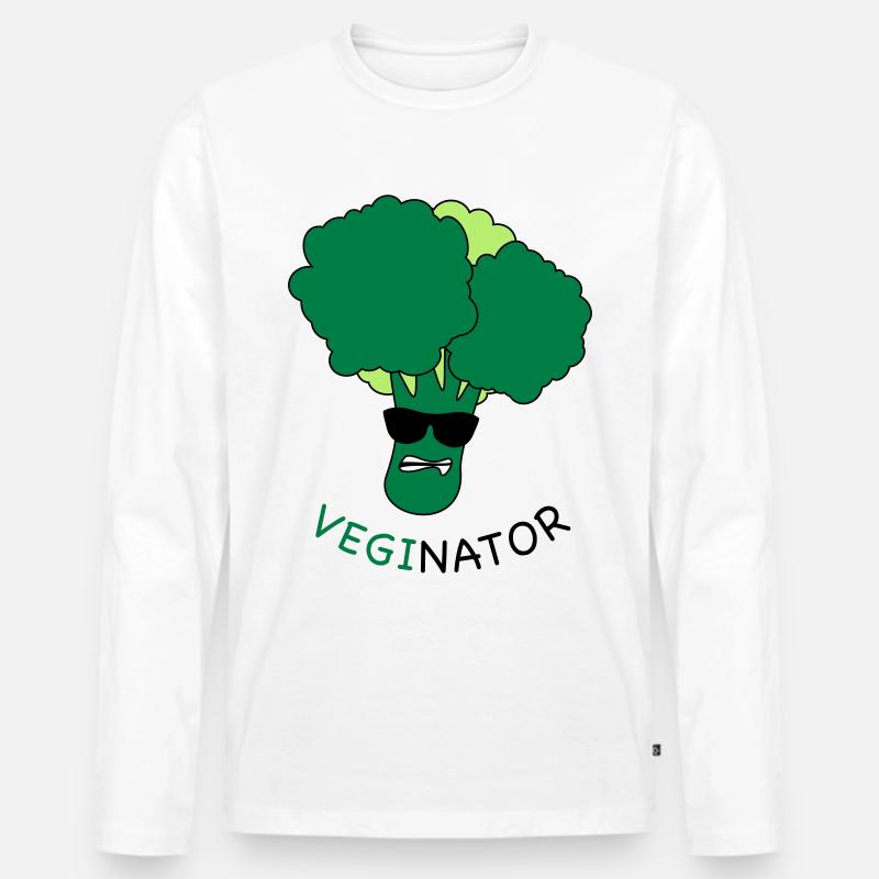 VEGAN - VEGINATOR - Männer Premium Bio Langarmshirt - Weiß