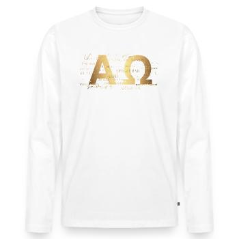 Alpha @ Omega - T-shirt manches longues Premium bio Homme - blanc - Devant - Nico (187cm)
