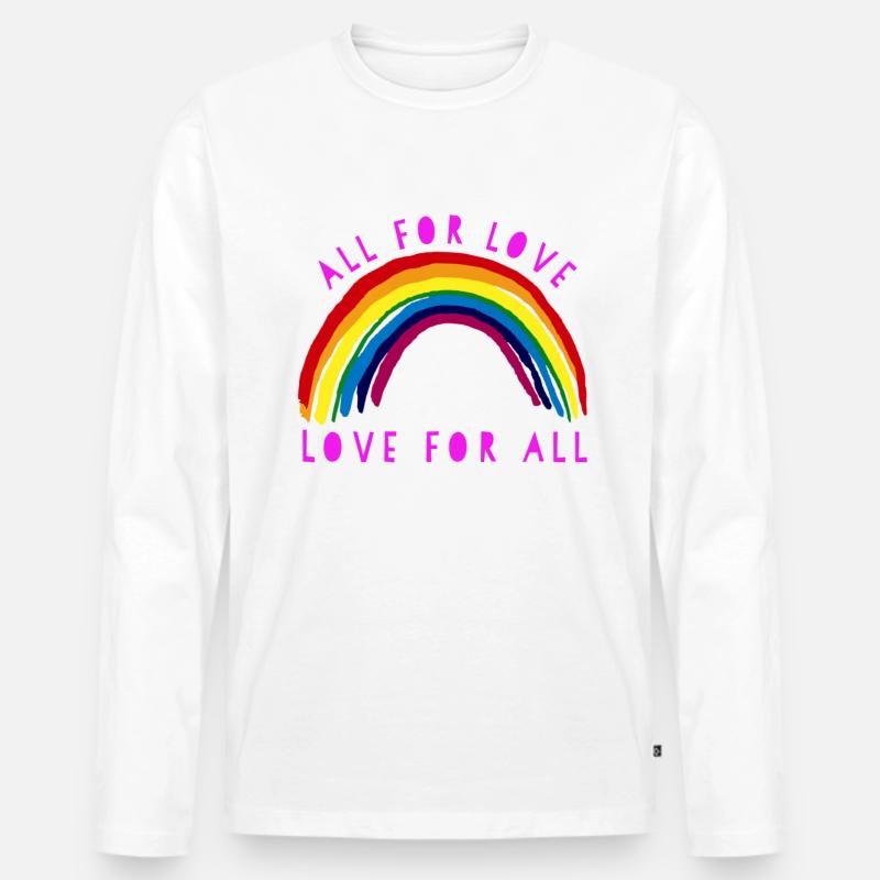 Regenbogen, Regenbogen, Regenbogen, Regenbogen, Regenbogen - Männer Premium Bio Langarmshirt - Weiß