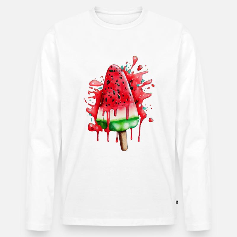 Watermelon Ice Wassermelone Eis - Männer Premium Bio Langarmshirt - Weiß