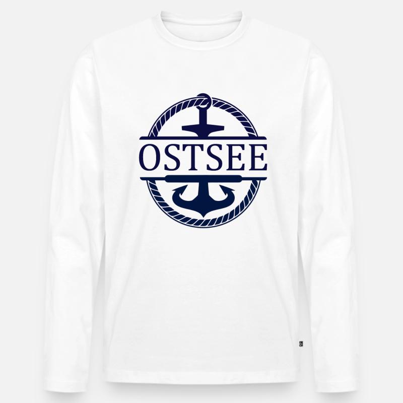 Schiff Anker Ostsee - Männer Premium Bio Langarmshirt - Weiß