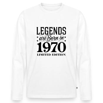 Legends Are Born In 1970 Limited Edition - Männer Premium Bio Langarmshirt - Weiß - Vorne - Nico (187cm)